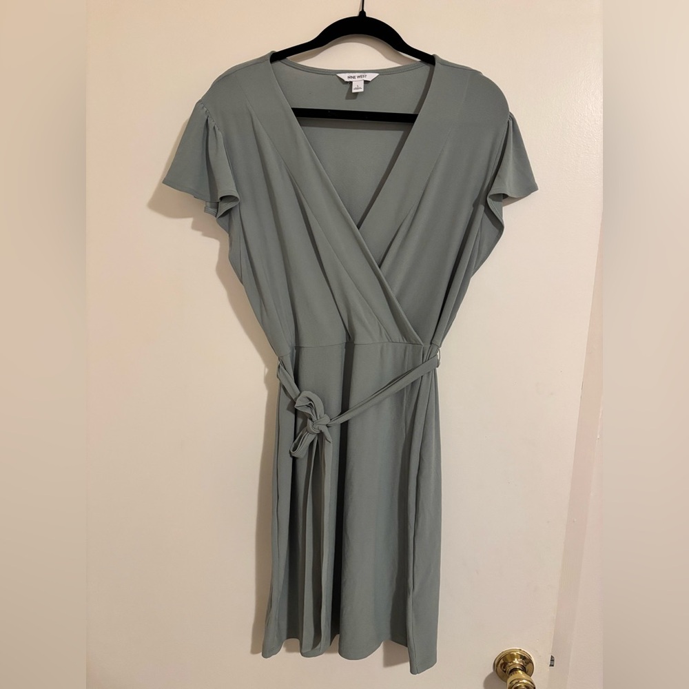 Nine West Light Green Wrap Midi Dress